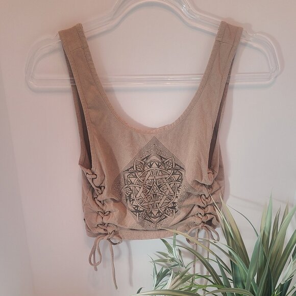 Kendall + Kylie Boho Side-Lace Crop Tank – Mandala Print – Size Small - Picture 3 of 11